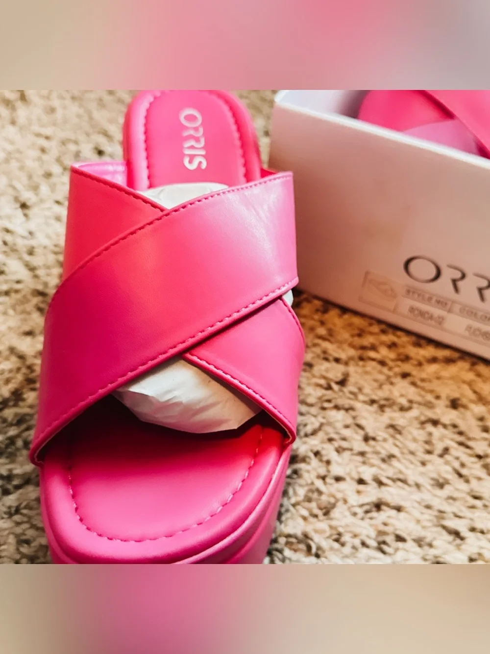 & Other Stories Bright Pink Platform Slide Sandals